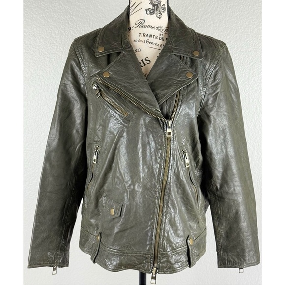 Madewell Washed Leather Oversize Motorcycle Jacket Brass Hardware Edition Medium - Picture 2 of 14